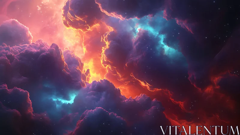 Dream-bright cosmic clouds swirling in sunset starlight.