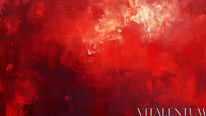 Vivid Red Abstract Oil Painting with Bold Textured Brushstrokes.
