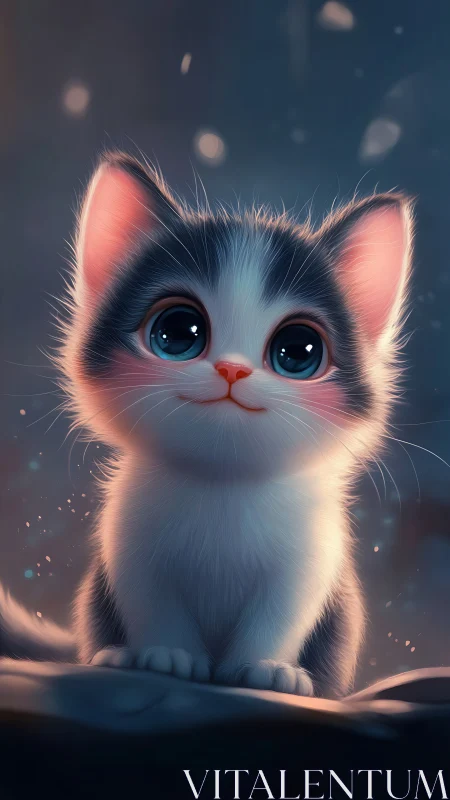 Luminous Whisker Dream: An Ethereal Kitten Bathed in Glowing Wonder.