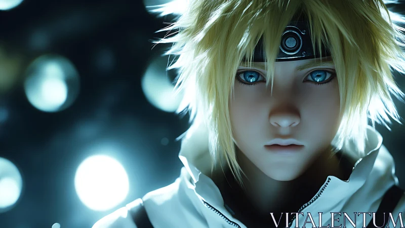 Anime-style luminous portrait with cinematic bokeh lighting.