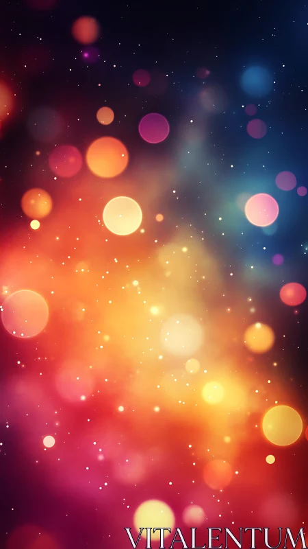 Multicolored bokeh light pattern on dark gradient background.