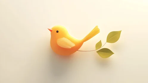 Minimalist yellow bird illustration with soft pastel palette.