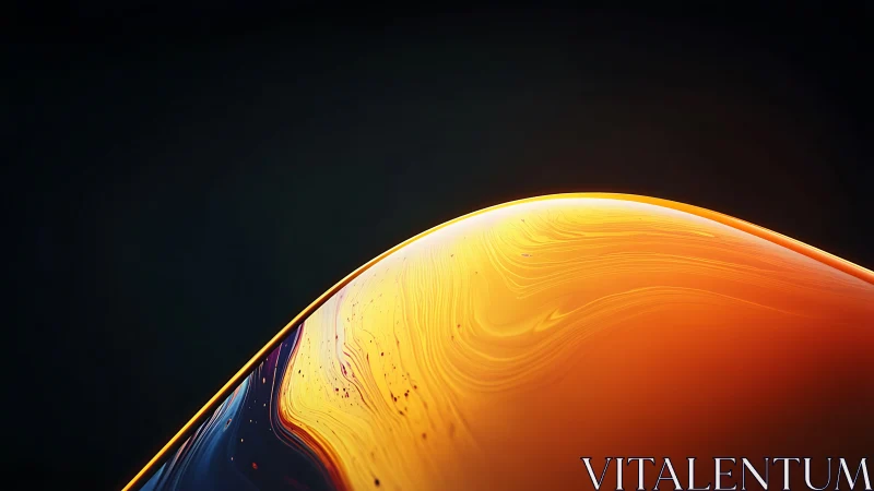 Curved amber surface with liquid swirl reflections glow.