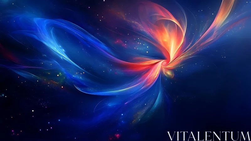 Nebular energy vortex curves through deep cosmic void