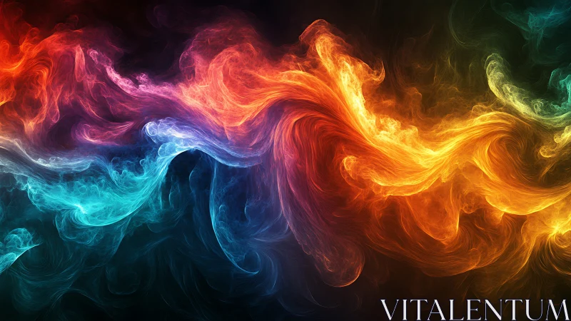 Glowing ribbons of color drift like swirling cosmic fire