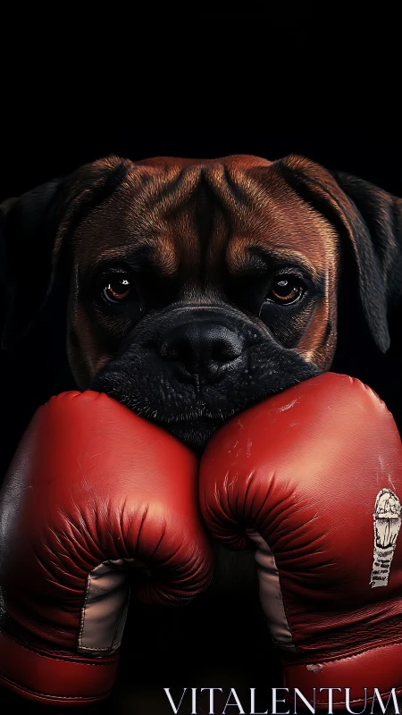 Determined boxer pug strikes a powerful stance ready to fight.