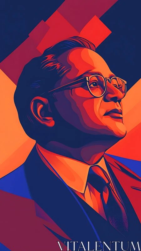 Warm portrait of a hopeful thinker in bold, glowing color.