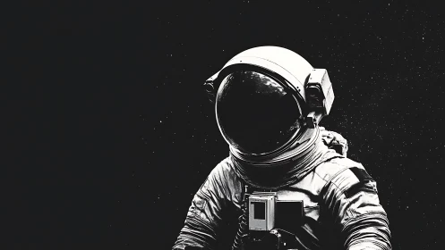Solitary astronaut rendered against deep black space field.