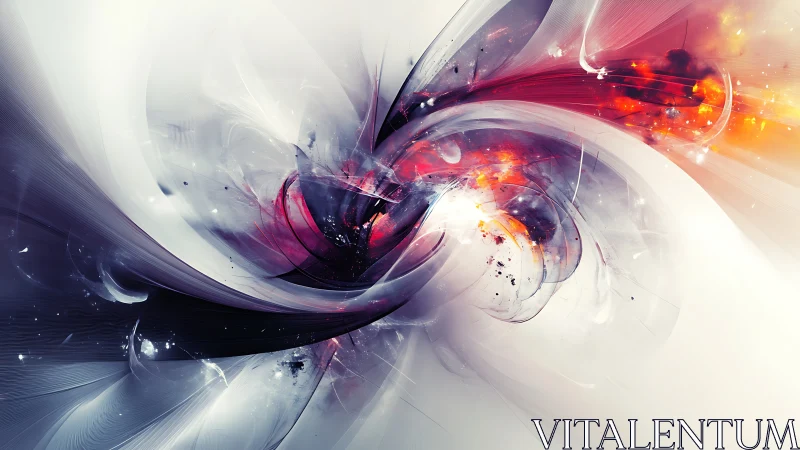 Abstract energy vortex with luminous red and white arcs.