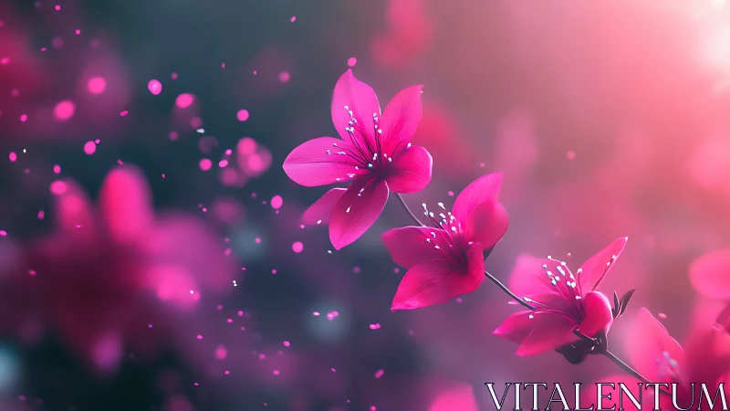 Neon Bioluminescent Blooms: Digital Floral Composition.