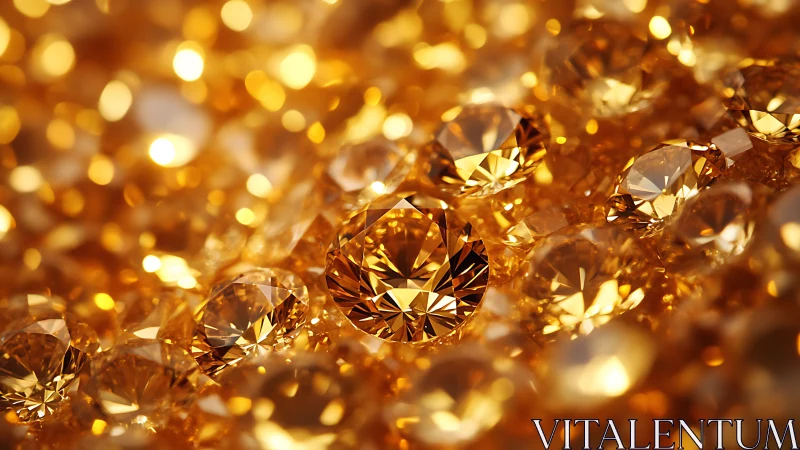 Clustered golden gemstones fill frame with shallow focus
