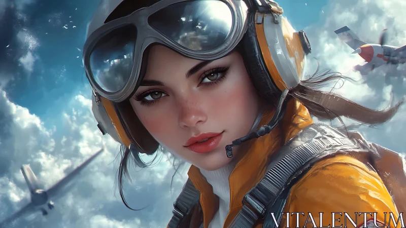 Aviation portrait renders pilot in detailed headset and visor lighting