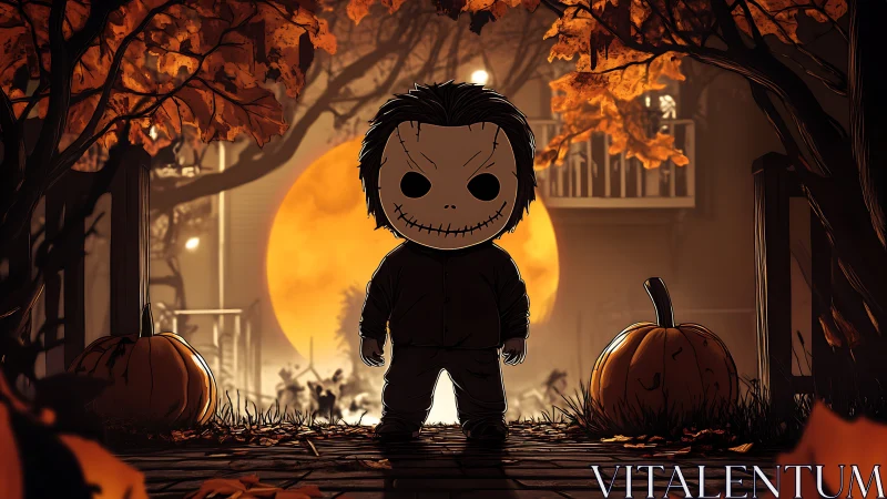 Playful Halloween night with a spooky yet adorable visitor.