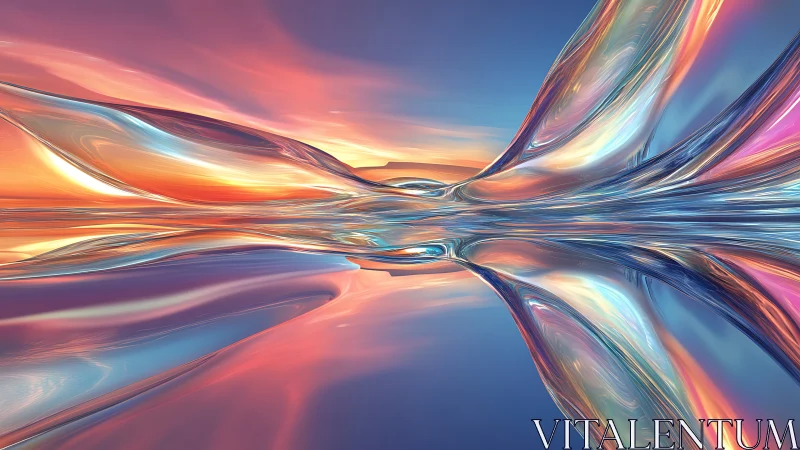 Chromatic liquid horizon forms mirrored abstract light corridor