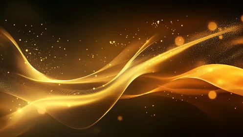 Golden light waves flow diagonally across a dark background