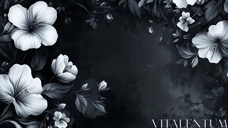 White Blossoms Dancing Across Dramatic Black Canvas