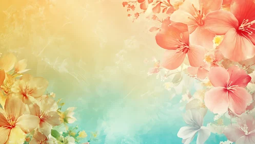 Watercolor Floral Gradient: Soft Blooms Fade to Pastel.