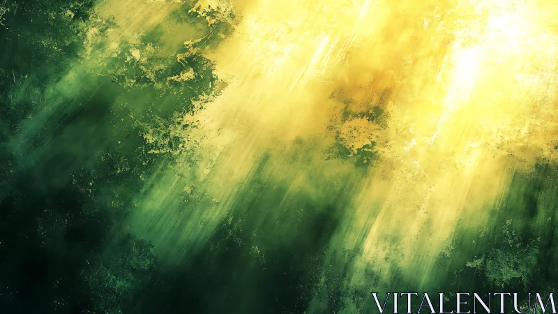 Sunlight Streaming Through Forest Canopy Abstract Digital Art.