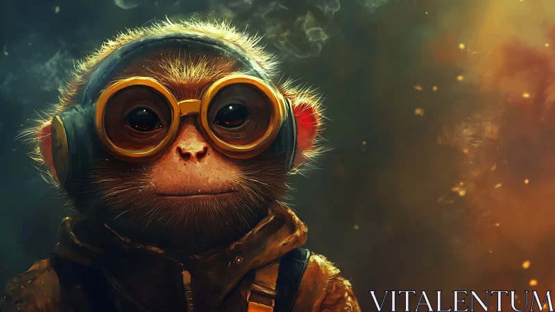 Skybound goggle monkey listens for distant solar storms.