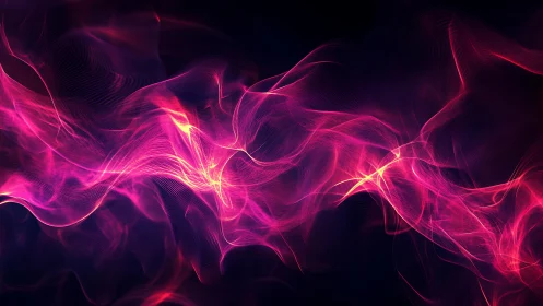 Pink light waves forming abstract flowing energy field.