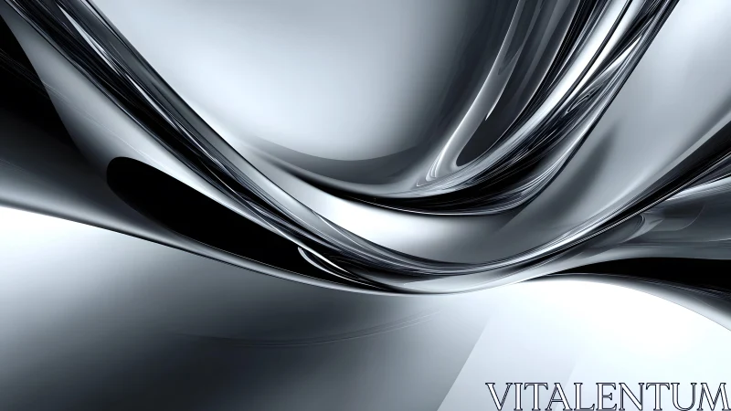 Sleek metallic abstract waves in glossy modern digital art style.