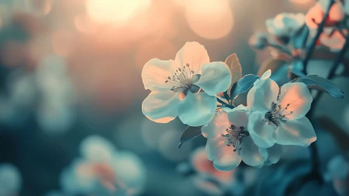 Delicate Spring Blossoms Glowing in Soft Light.