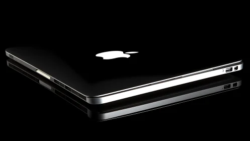 Ultraslim black laptop rendered in high-gloss photorealistic lighting