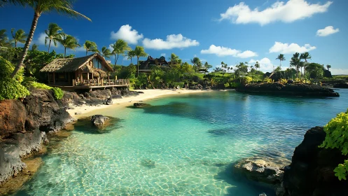 Tropical Beachfront Settlement with Crystal Waters.