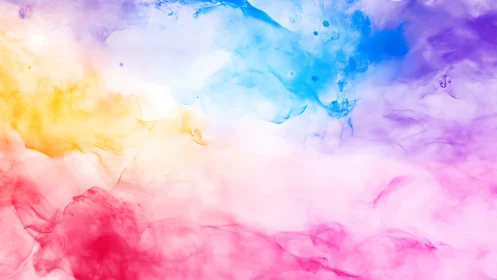 Soft chromatic clouds swirl through pastel rainbow light.