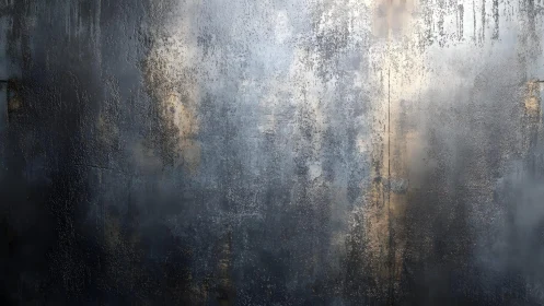 Industrial Grunge Textured Wall with Blue and Metallic Tones.