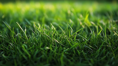 Macro depth-of-field study of sunlit grass blades at dusk