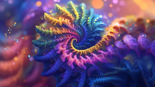 Chromatic spiral reefs swirl through luminous dreamspace.