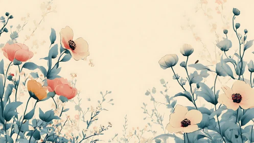 Botanical Watercolor Garden: Soft Floral Composition with Tonal Layers.