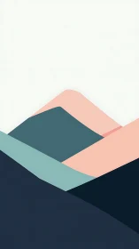 Minimalist abstract mountain landscape in flat color planes.