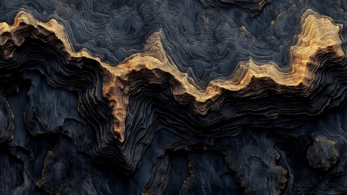 Layered topographic ridges form a continuous undulating band