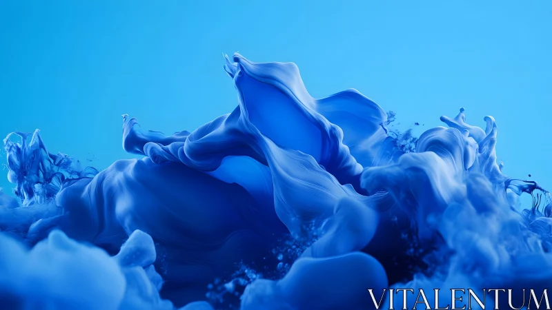 Abstract Blue Ink Swirl in Water with Fluid 3D Effect Artwork.