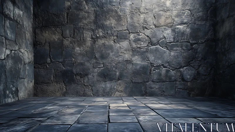 Aged stone chamber rendered with high-detail PBR masonry surfaces