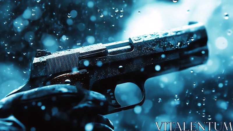 Tactical Firearm in Crystalline Bokeh Field.