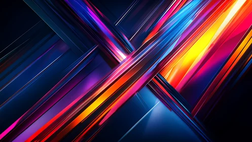 Neon velocity crosses paths where digital night shatters light