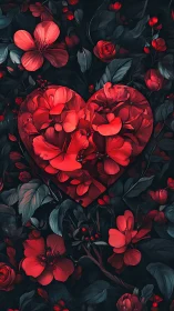 Illuminated Heart Morphology with Layered Petals Arranged in Symmetric Composition