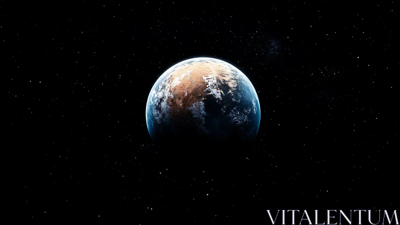 Quiet blue planet glowing gently in the calm of deep space.