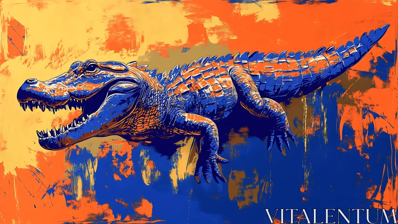 Vibrant alligator illustration roars across bold neon canvas