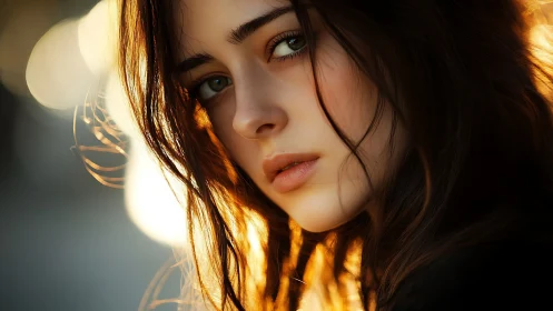 Backlit portrait with cinematic bokeh and warm rim lighting.