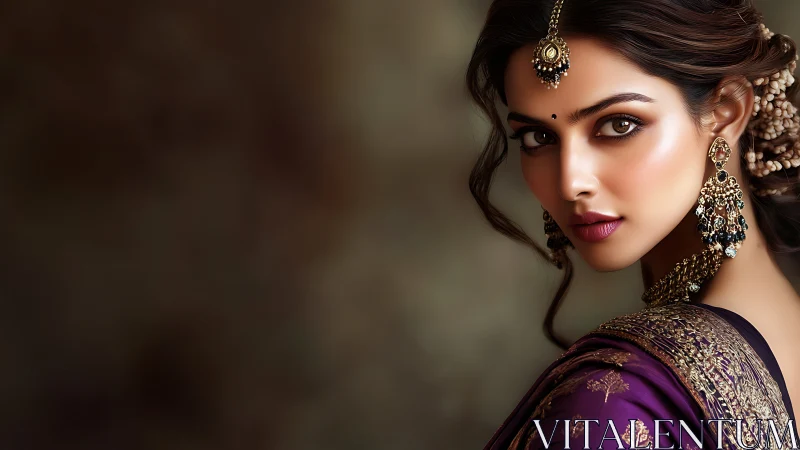 Elegant Indian Woman in Traditional Attire, Artistic Portrait.