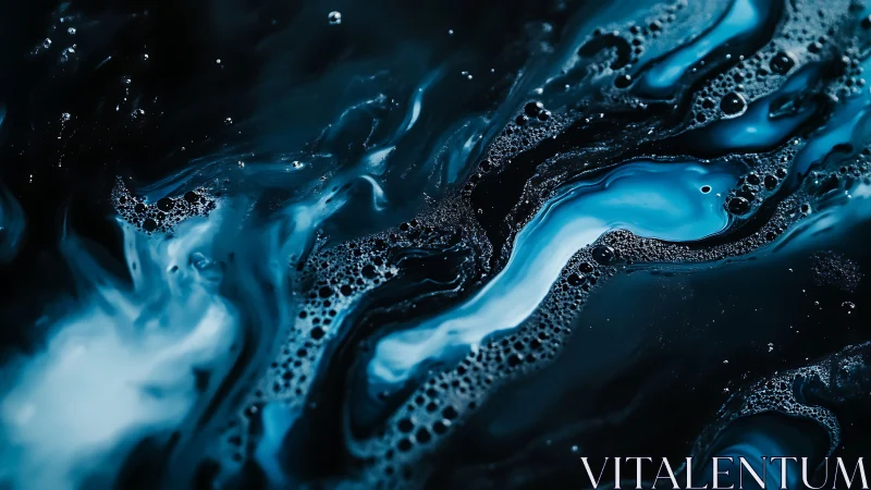 Dreamy blue liquid swirls drifting through midnight shadows.