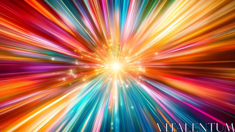 Vibrant abstract light burst with radiant energy and dynamic colors.