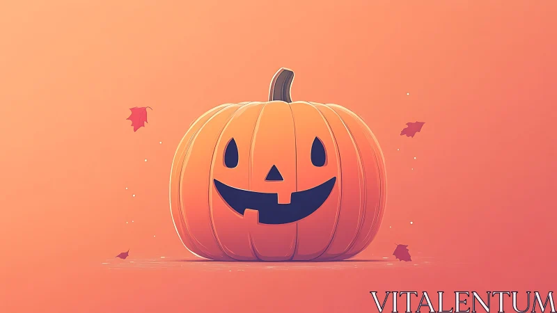 Smiling jack o&rsquo; lantern on peach orange background.