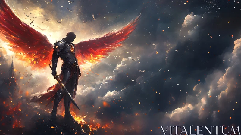 Winged ember knight quietly redraws the horizon with fire