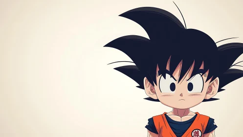 Spiky‑haired kid warrior studies the horizon in silence