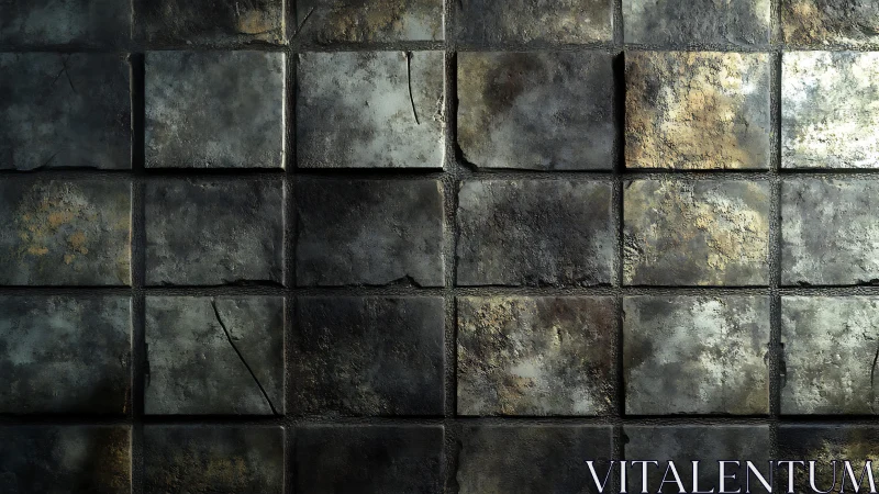 Weathered stone tile wall with rustic texture and moody lighting.